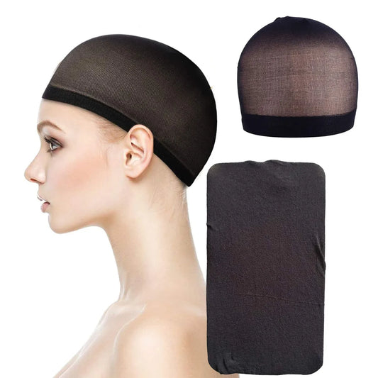 1Pack 2Pcs Top Stocking Nylon Wig Cap Hair Net For Weave Hair Wig Nets Black Stretch Mesh Wigs Cap For Making Wigs Free Size