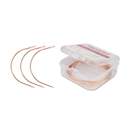 Lanshii 3.5in Curve Hair Weaving Needles10-Pack Curved Sewing Needles for Sew-in Weft Hair Extensions, Wig Making & Hair Tracks