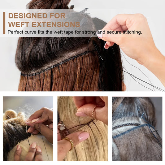Lanshii 3.5in Curve Hair Weaving Needles10-Pack Curved Sewing Needles for Sew-in Weft Hair Extensions, Wig Making & Hair Tracks