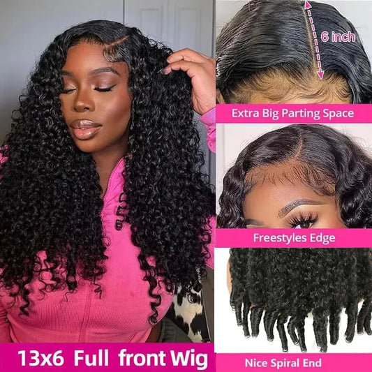 Burmese Curly Human Hair Wigs 220% Density 13x4 Lace Frontal Human Hair Wigs 30 40 Inch Natural Color 13x6 Hd Lace Front Wigs