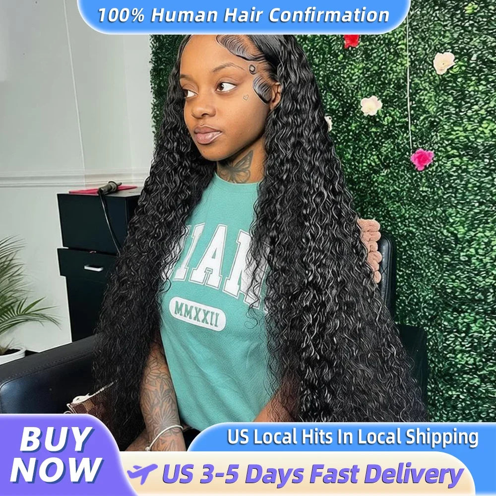 200% Real Density Curly ≥98% Human Hair Wigs 13x4 13x6 360 Hd Transparent Lace Front Wigs Deep Wave Lace Frontal Wig Water Wave