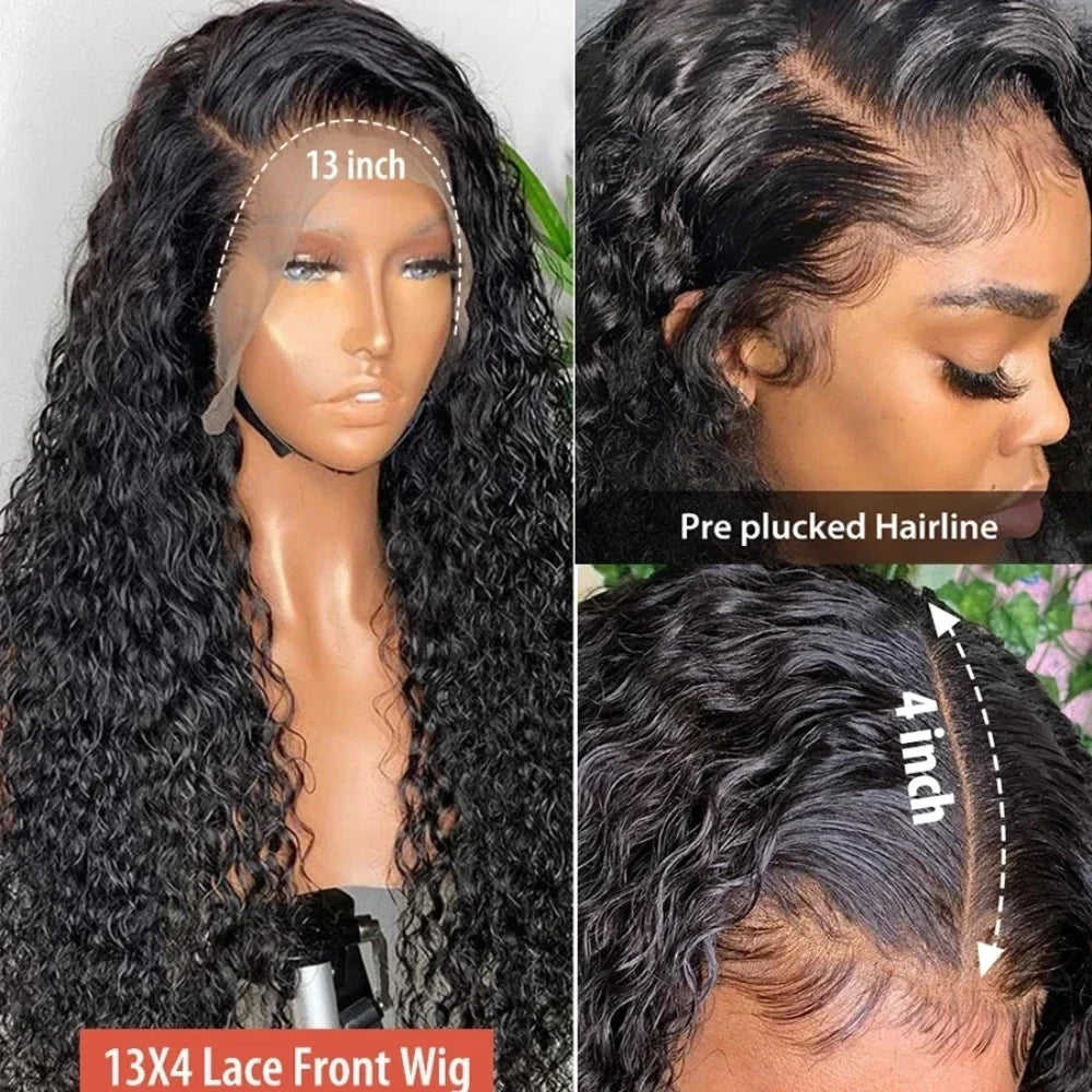 Burmese Curly Human Hair Wigs 220% Density 13x4 Lace Frontal Human Hair Wigs 30 40 Inch Natural Color 13x6 Hd Lace Front Wigs