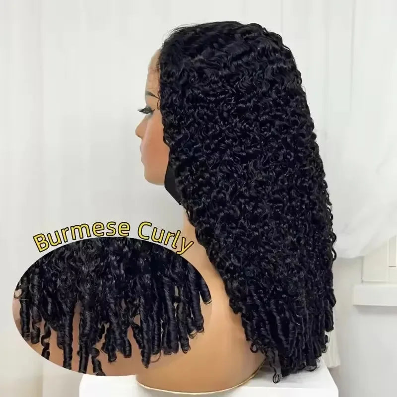 Burmese Curly Human Hair Wigs 220% Density 13x4 Lace Frontal Human Hair Wigs 30 40 Inch Natural Color 13x6 Hd Lace Front Wigs