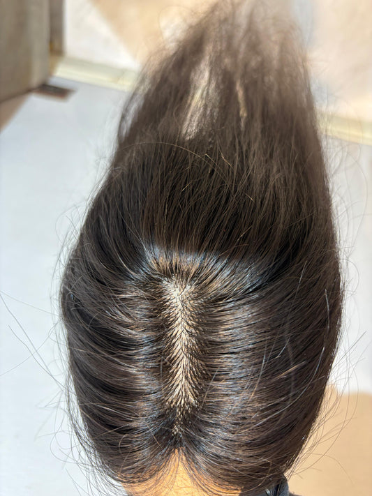 Hair Topper for PCOS Hair Loss | Silk Base | Natural Black | Straight | Remy Hair India